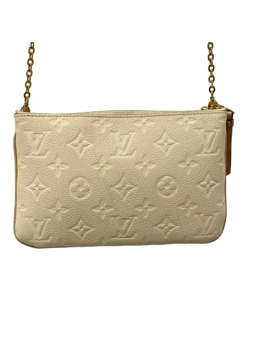 Louis Vuitton Shoulder Bag Monogram Empreinte Pochette Double Zip Beige Dore